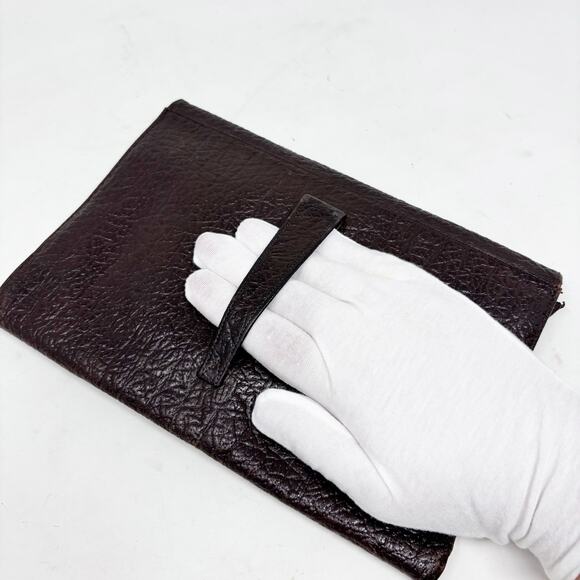 40s-50s Art Deco Brown Pebbled Leather Clutch with Bakelite Snap Closure - Picture 8 of 12